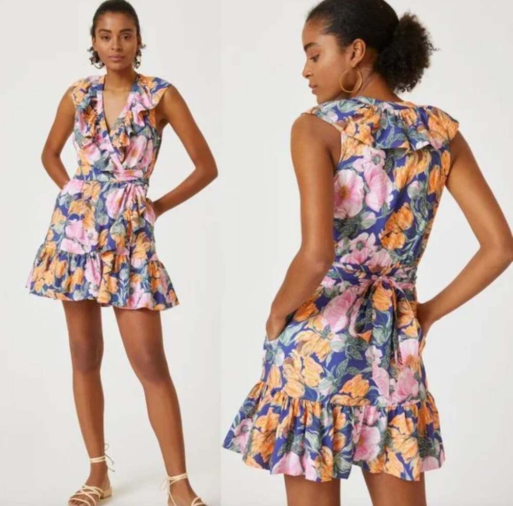 NEW Anthropologie Floral Wrap Mini Dress